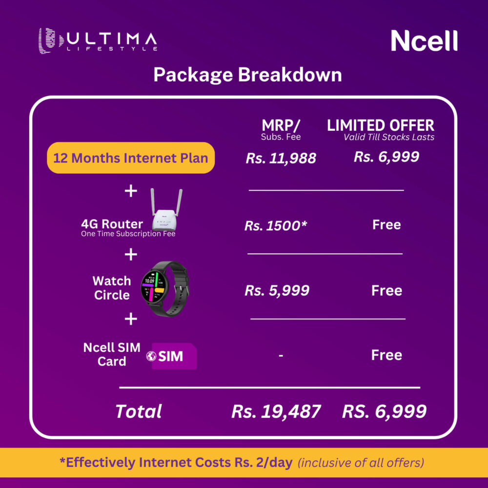 Ncell Yearly Package & Free Smartwatch